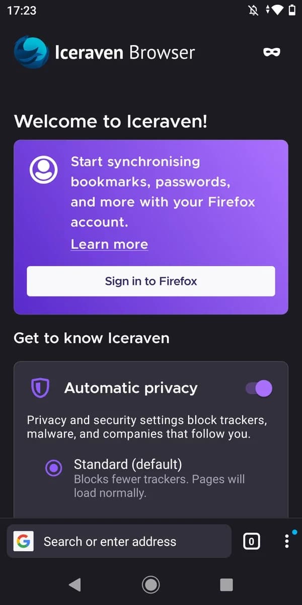 Iceraven Browser screenshot 1