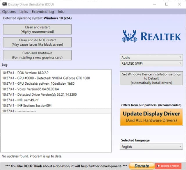 Display Driver Uninstaller (DDU) screenshot 4