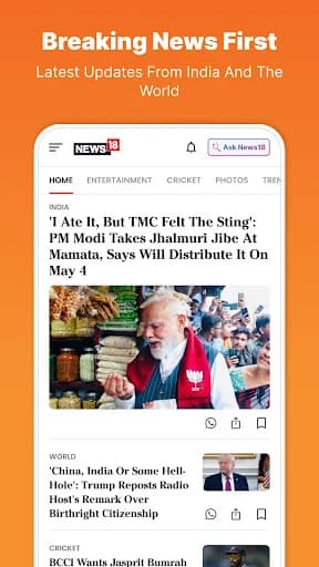 News18: Live News & Headlines screenshot 1