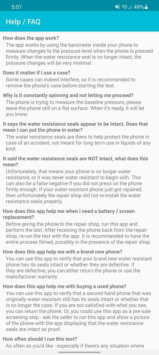 Water Resistance Tester screenshot 5