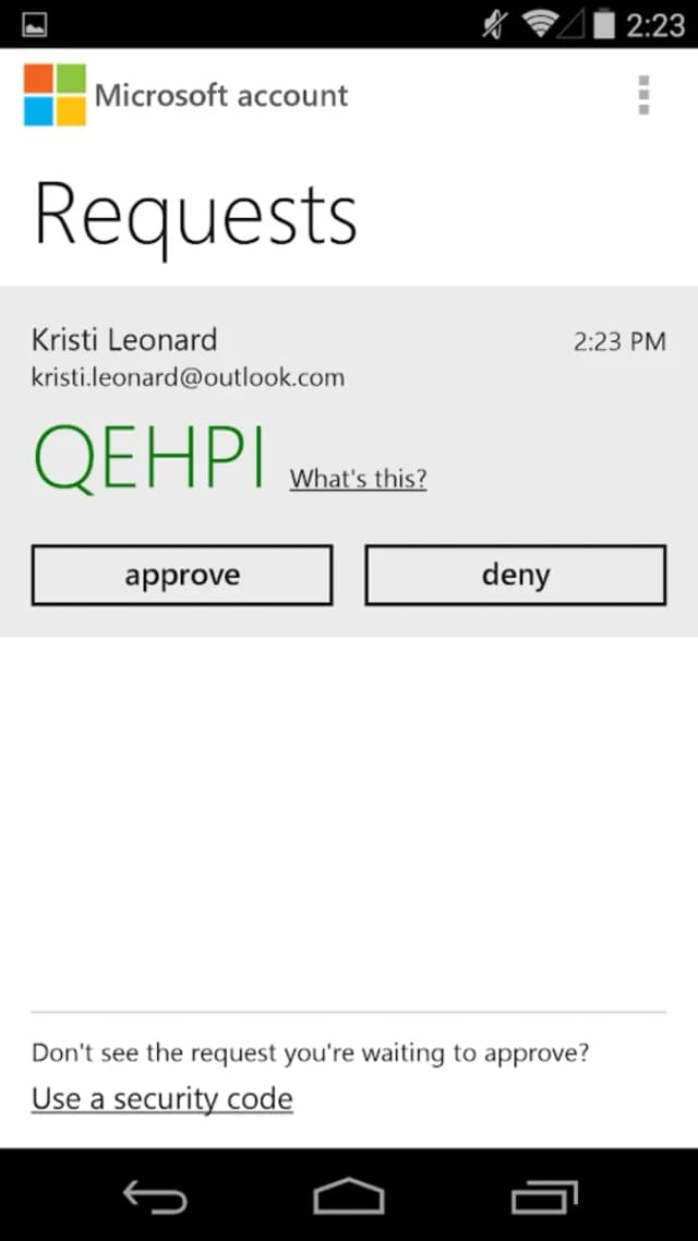 Microsoft account screenshot 1