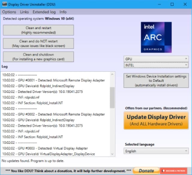 Display Driver Uninstaller (DDU) screenshot 2