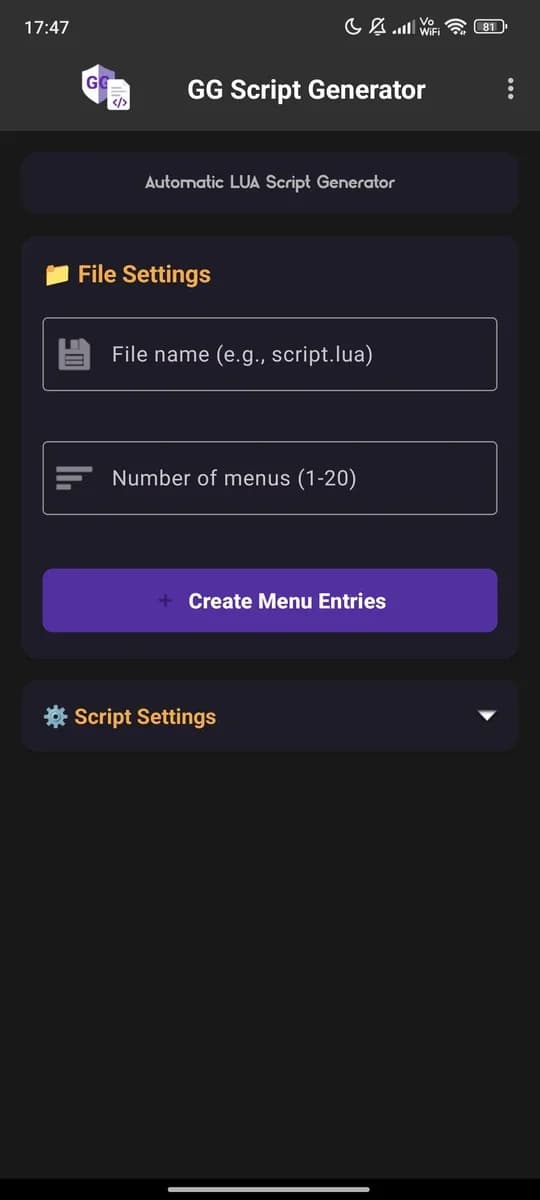 GG Script Generator screenshot 2