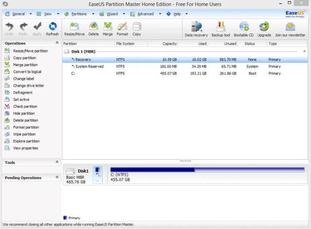EaseUS Partition Master - Free Partition Manager screenshot 2