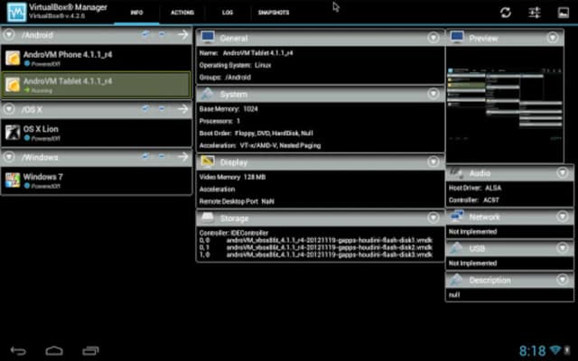 VirtualBox Manager screenshot 1