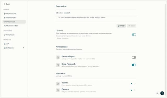 Perplexity screenshot 3