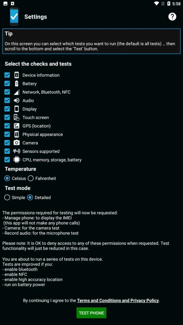 Phone Check and Test screenshot 1