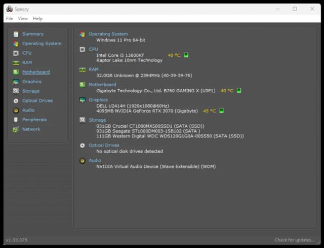 Speccy screenshot 1
