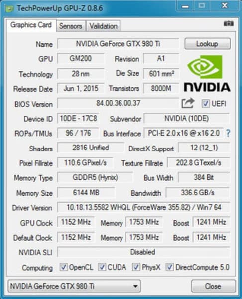 GPU-Z ekran görüntüsü 1