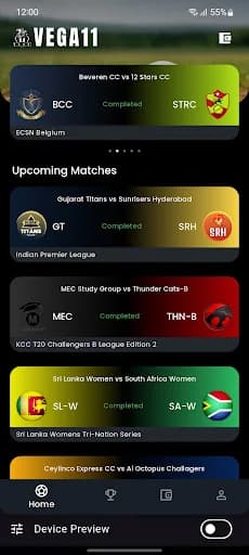 Vega11 - Fantasy Cricket App screenshot 1