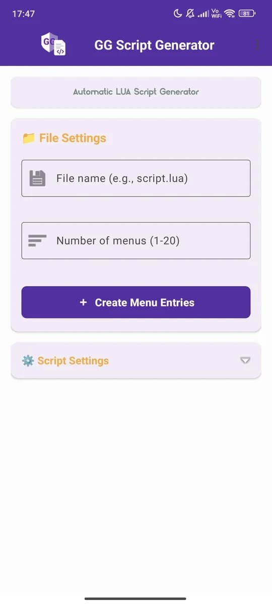 GG Script Generator screenshot 1