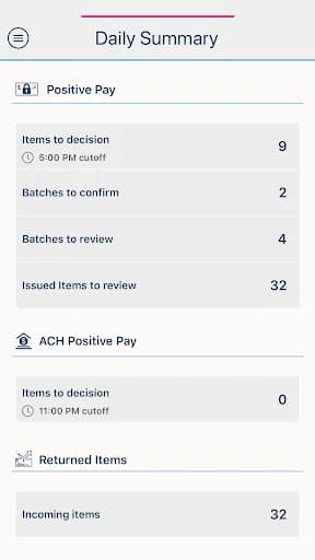 NB|AZ Positive Pay screenshot 1