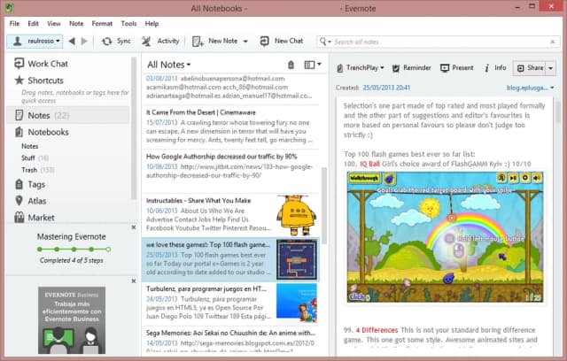 Evernote screenshot 2