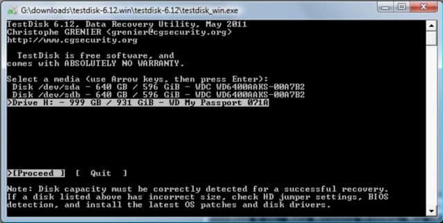 TestDisk & PhotoRec screenshot 1