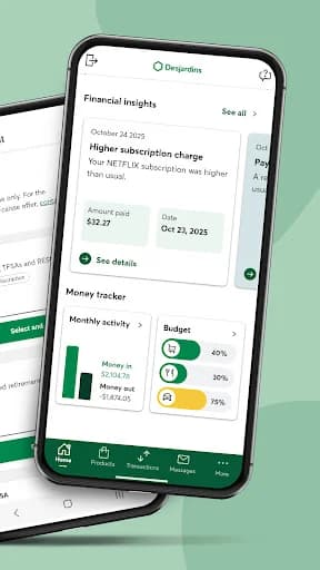 Desjardins mobile services screenshot 2