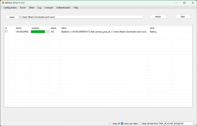 Xiaomi Mi Flash Tool screenshot 1