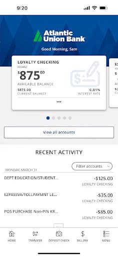 Atlantic Union Bank Mobile screenshot 1