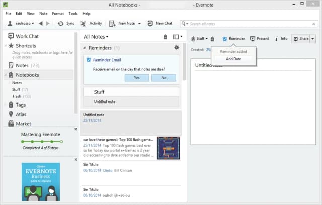Evernote screenshot 3