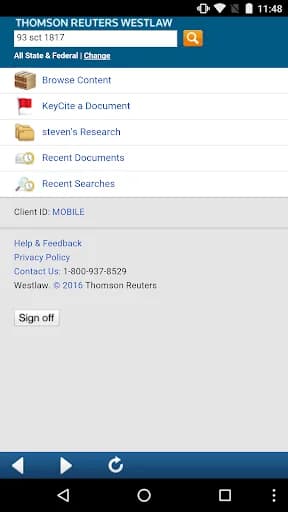 Westlaw Thomson Reuters screenshot 2