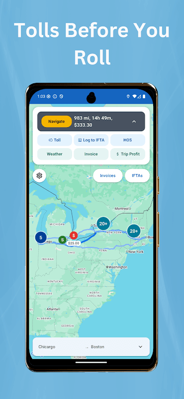 Toll Calculator GPS Navigation screenshot 1