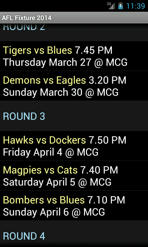 AFL Fixture screenshot 6