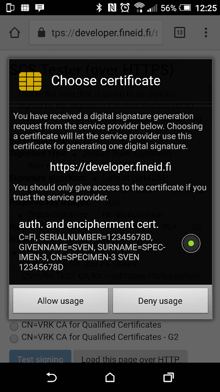 SCS signer application screenshot 1