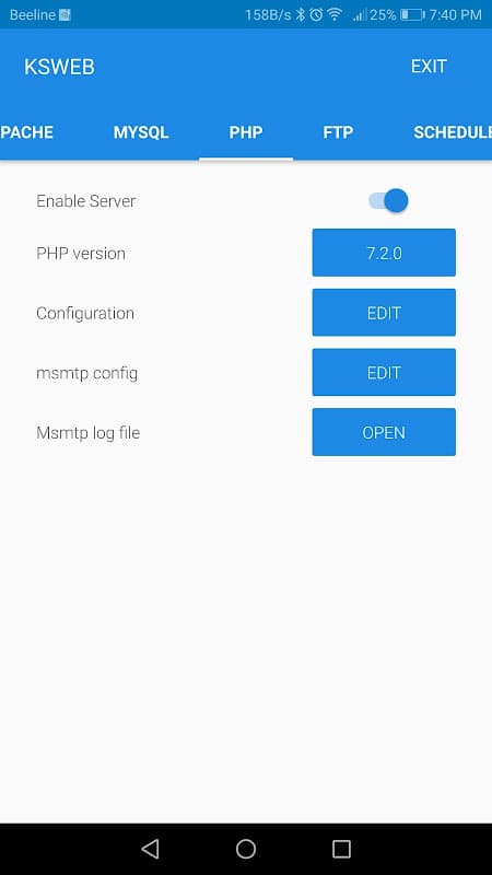 KSWEB: server + PHP + MySQL screenshot 4