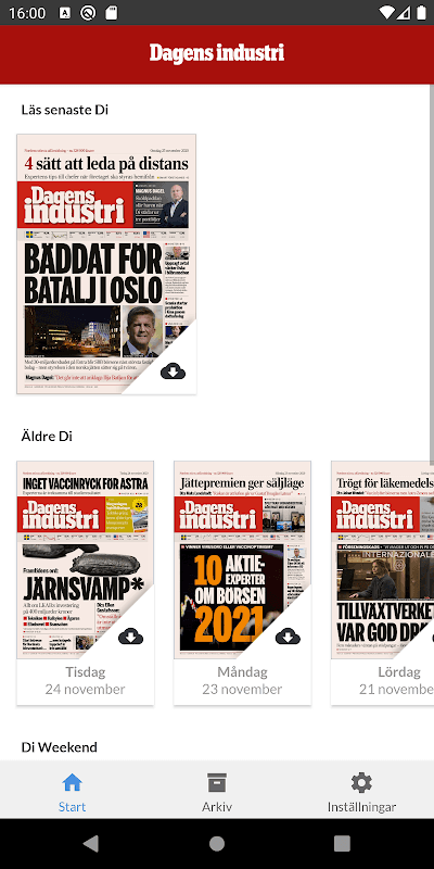 Di e-tidning - Dagens industri screenshot 1