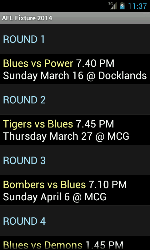 AFL Fixture screenshot 4