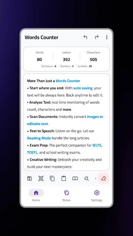 Words Counter: Text editor screenshot 2