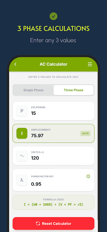 Watts Amps Volts Calculator screenshot 5