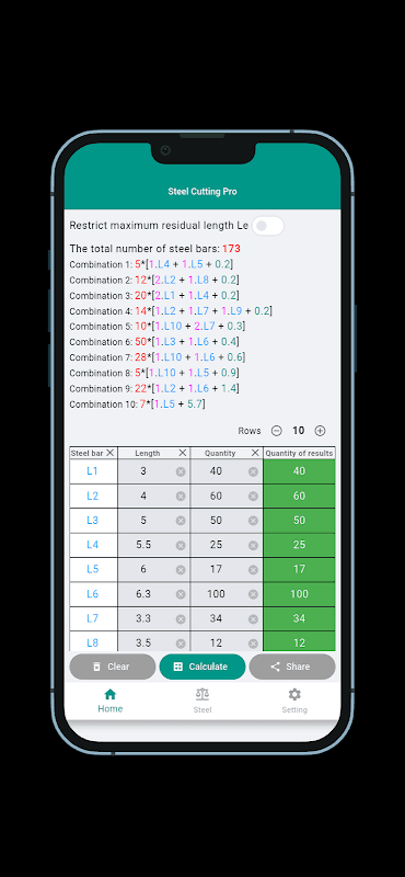 Steel cutting optimization Pro screenshot 1