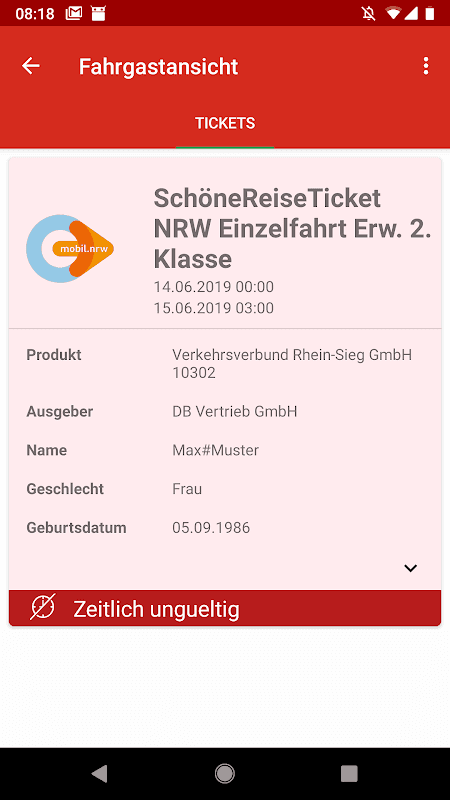 KCD eTicketinfo screenshot 2