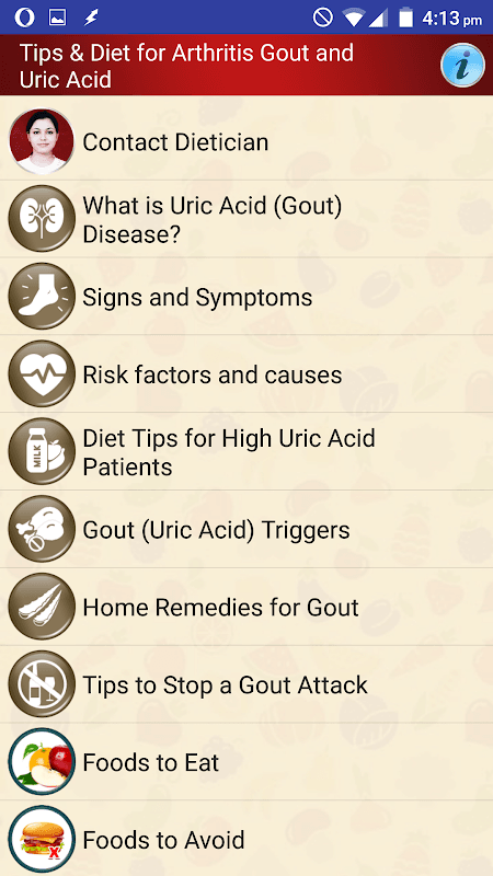 Arthritis Gout Uric Acid Diet screenshot 1