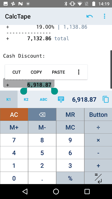 CalcTape Calculator with Tape screenshot 2