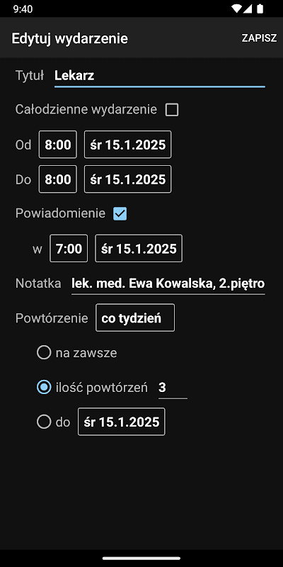 Kalendarz PL screenshot 3
