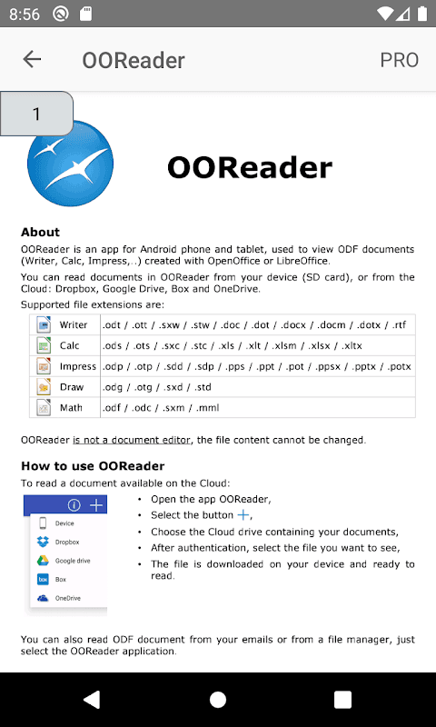 OOReader screenshot 1