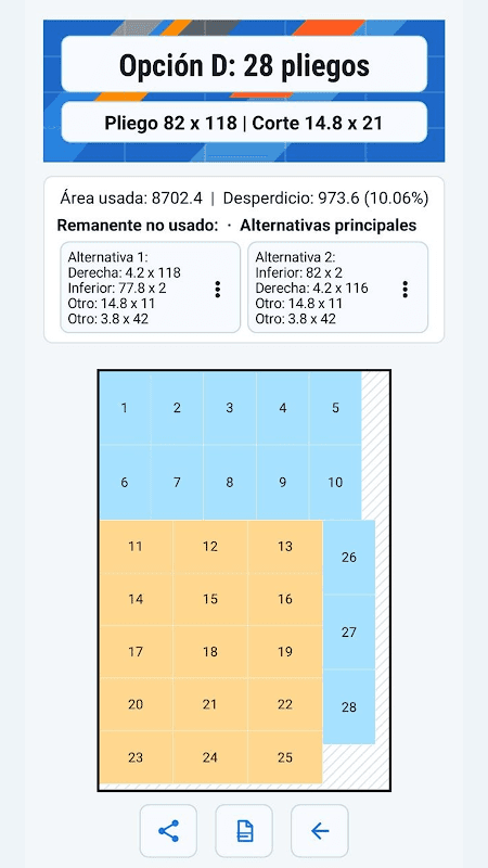 Calculadora de cortes screenshot 3