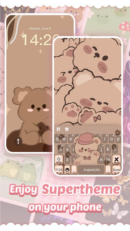 Pink Cute Hippo Themes screenshot 2