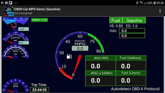 OBDII Car MPG Demo (Gasoline) screenshot 1