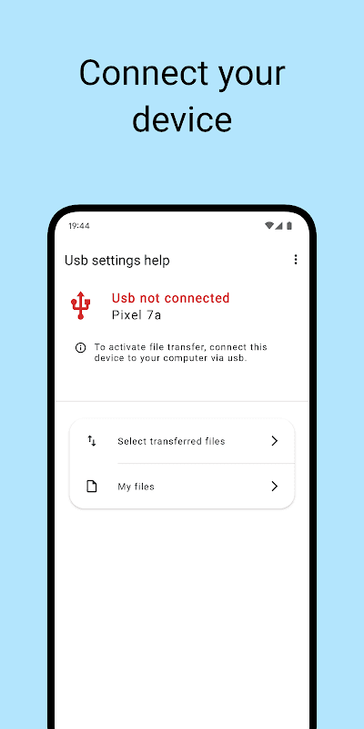 USB SETTINGS - TRANSFER FILES screenshot 1