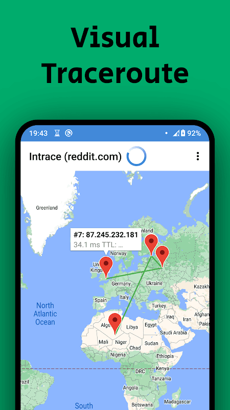 Intrace: Visual Traceroute screenshot 1