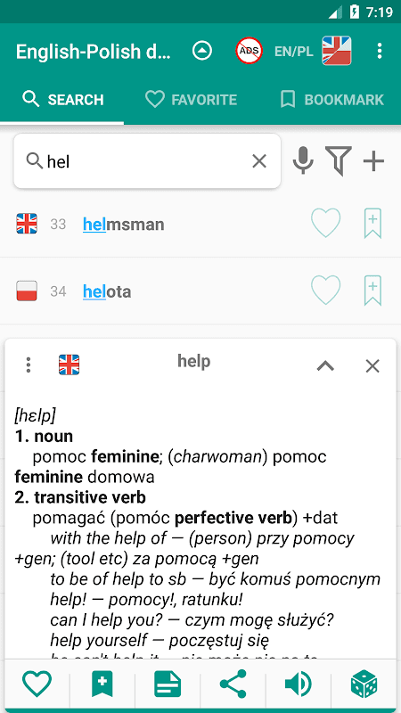 English-polish & Polish-english offline dictionary screenshot 2