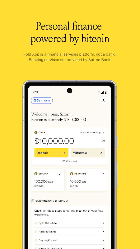 Fold: Bitcoin Personal Finance screenshot 1