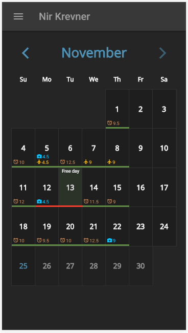 Hours Report screenshot 1
