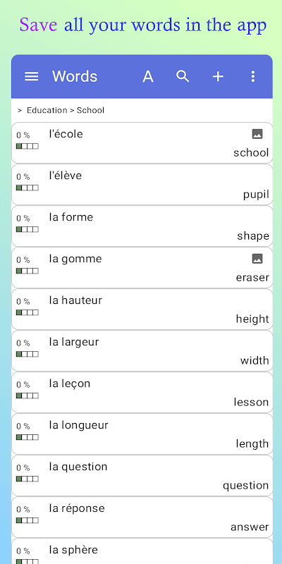 My personal dictionary - WordTheme screenshot 1