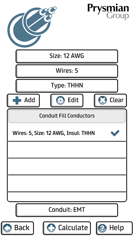Prysmian Group Conduit Fill screenshot 3