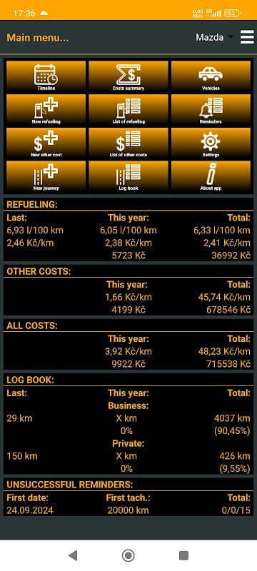 Jimys Fuel+Costs+LogBook screenshot 1