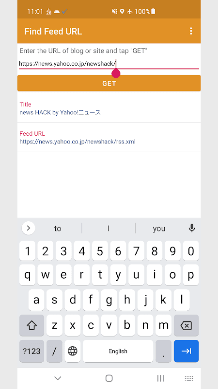 Find Feed URL screenshot 2
