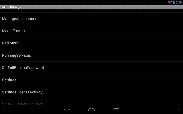 Hidden Android Settings screenshot 1